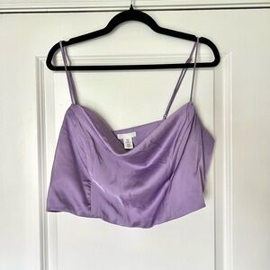 Lavender Satin Crop Top